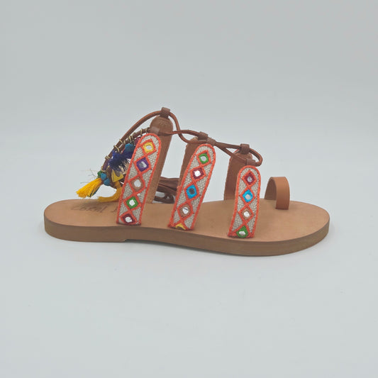 CORAL BLUE Sandali Donna tessuto arancione