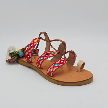 CORAL BLUE Sandali Donna tessuto rosso