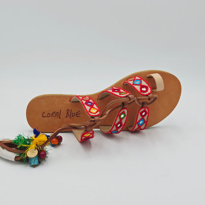 CORAL BLUE Sandali Donna tessuto rosso