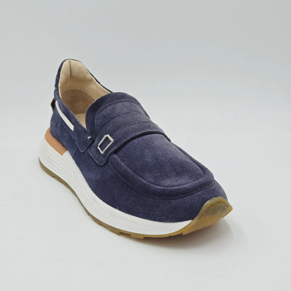 MOMA 4FS413-CRPG Mocassini Uomo pelle scamosciata blu